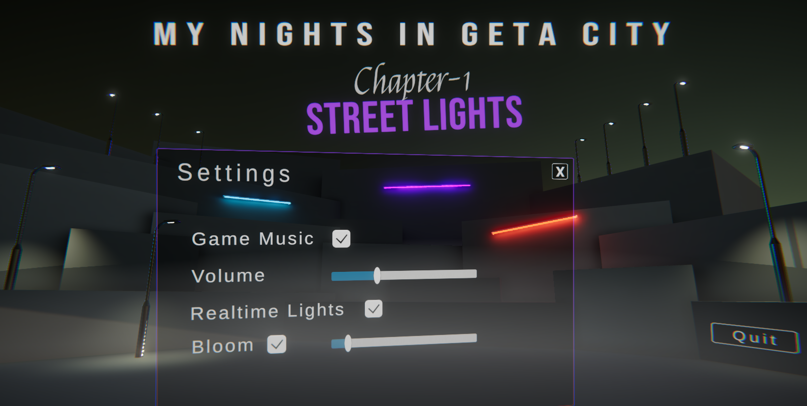 My Nights in Geta city (UI & UX practice)