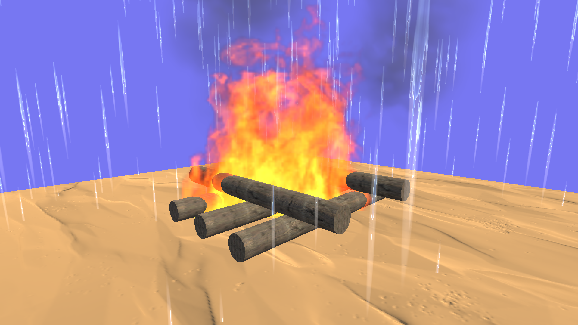 Particle Systems for Fire, Rain, Smoke and Lightning